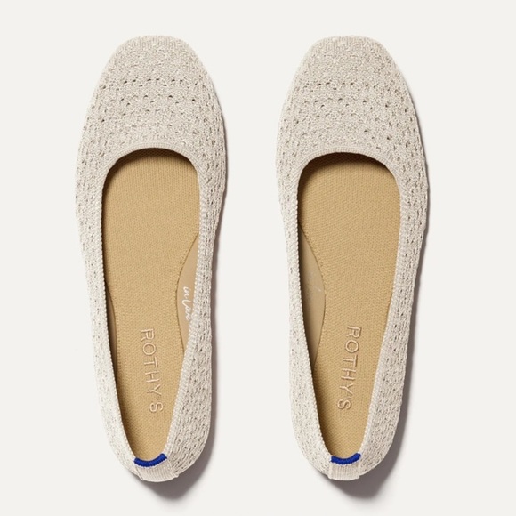 Rothy's Shoes - Rothy's Max Square Ballet Flats Powder Crochet Beige Size 9